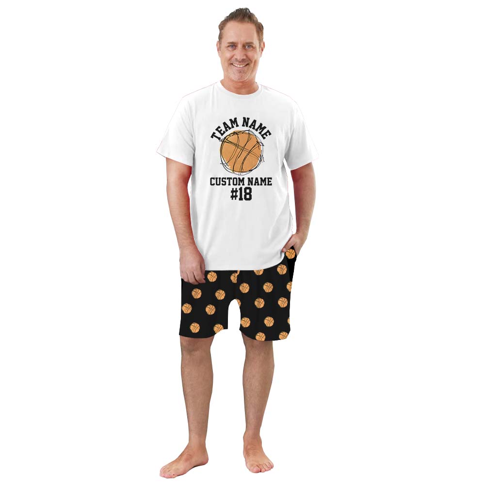 Custom Basketball Sport Themed Pajamas For Adults Short Sleeves Custom Basketball Sport Themed Pajamas For Adults Short Sleeves