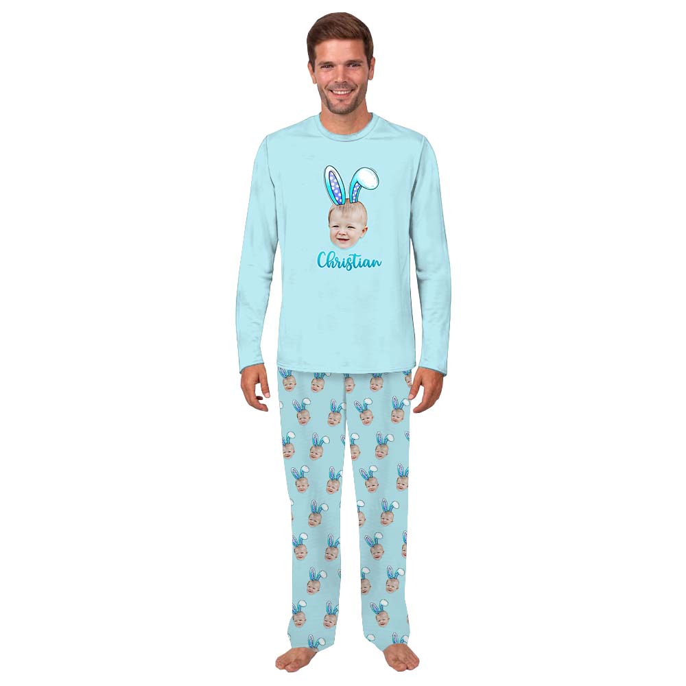 Custom Face Bunny Matching Easter Pajamas Custom Face Bunny Matching Easter Pajamas