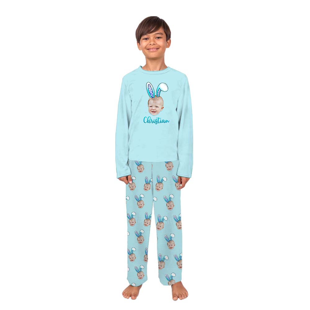 Custom Face Bunny Matching Easter Pajamas Custom Face Bunny Matching Easter Pajamas