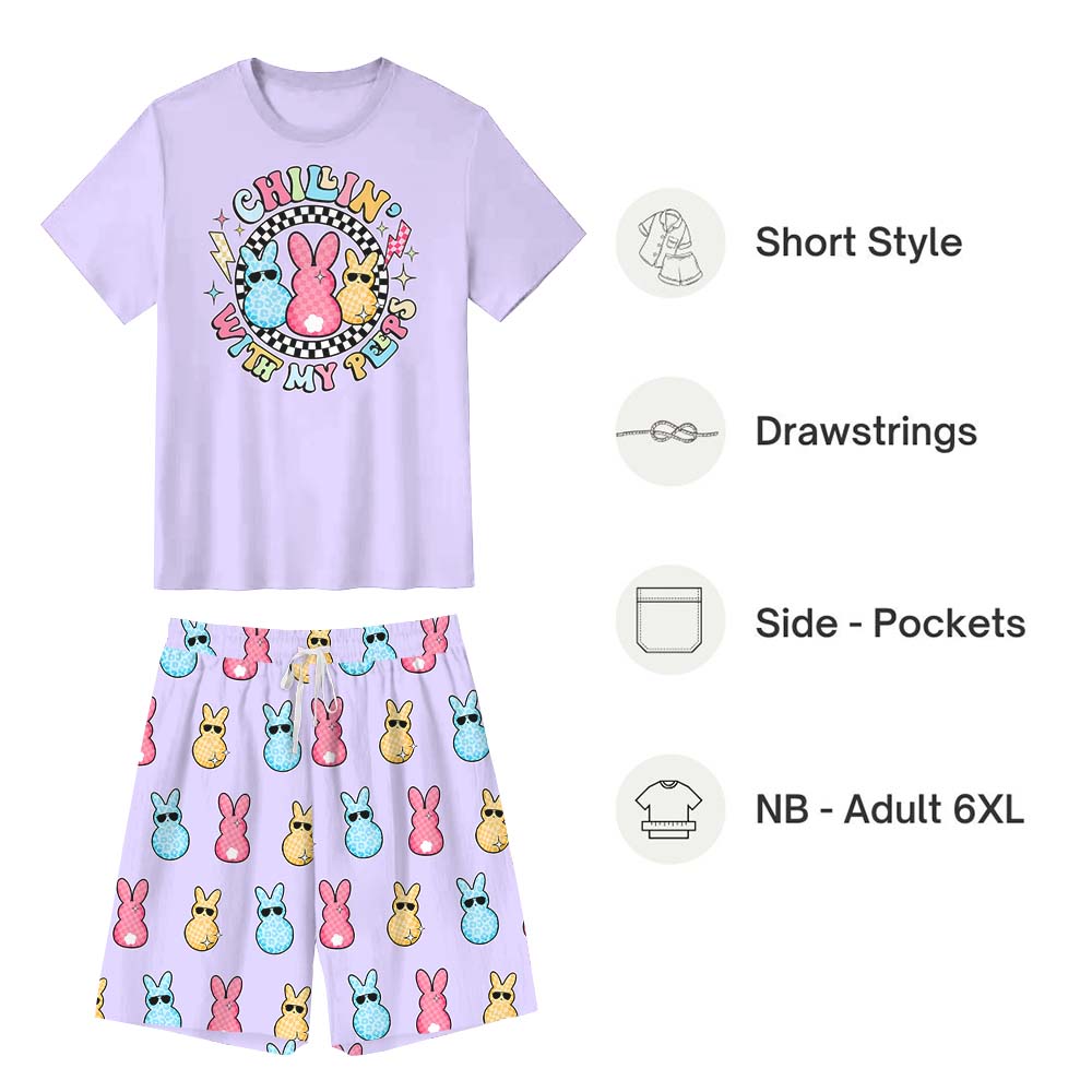 Bunny Easter Pajamas Tshirts And Shorts Purple Bunny Easter Pajamas Tshirts And Shorts Purple