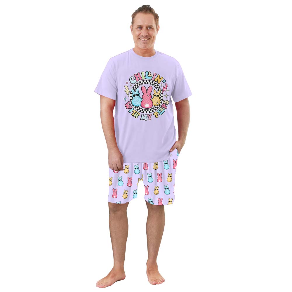 Bunny Easter Pajamas Tshirts And Shorts Purple Bunny Easter Pajamas Tshirts And Shorts Purple