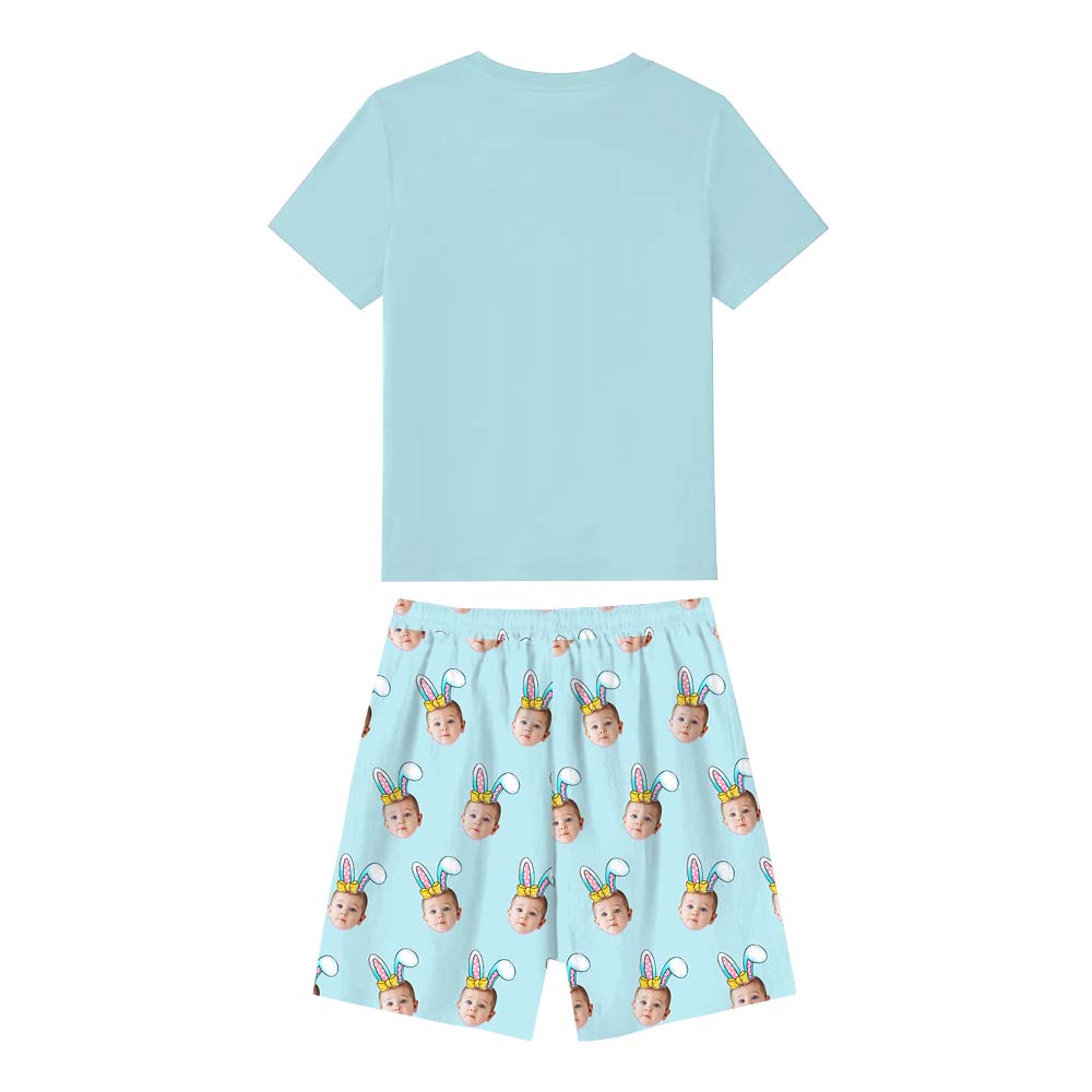 Cute Custom Face Easter Pajamas For Adults Short Sleeves Cute Custom Face Easter Pajamas For Adults Short Sleeves