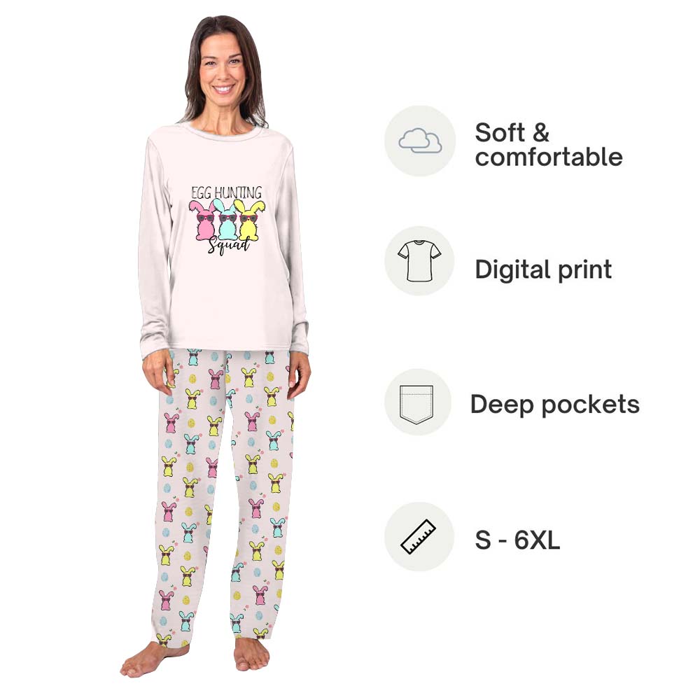 Egg Hunting Squad Family Matching Easter Pajamas Egg Hunting Squad Family Matching Easter Pajamas