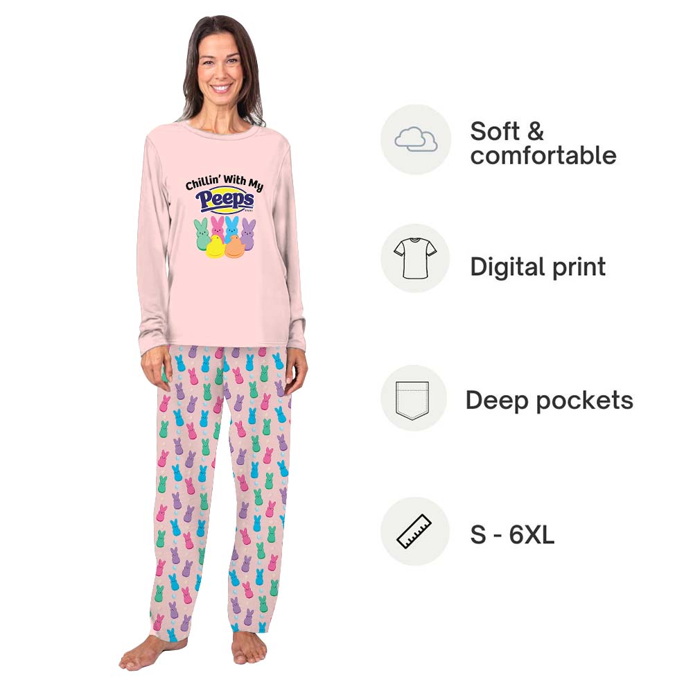 Chillin With My Peeps Plus Size Easter Pajamas For Adults Chillin With My Peeps Plus Size Easter Pajamas For Adults
