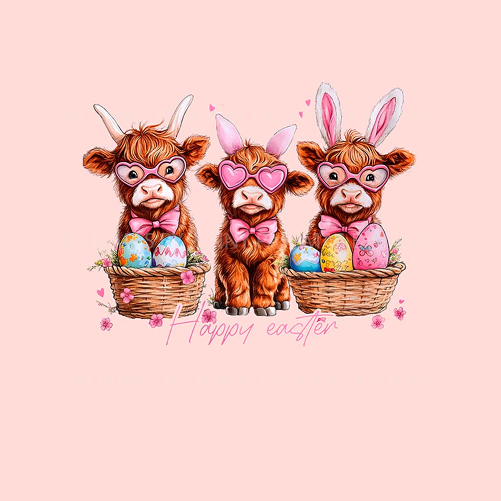 Cute Highland Cow Plus Size Easter Pajamas For Adults