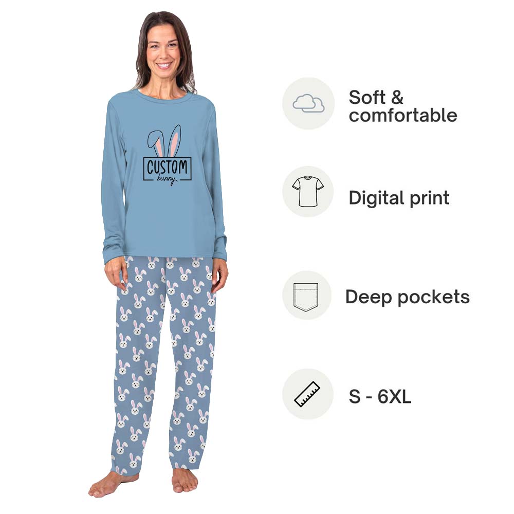Custom Name Bunny Family Matching Easter Pajamas Custom Name Bunny Family Matching Easter Pajamas
