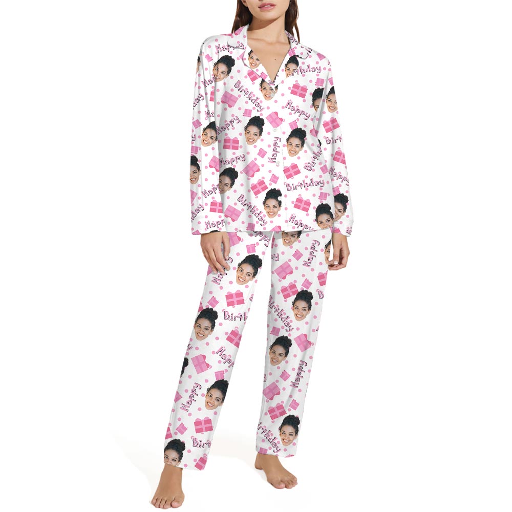 Sweet Happy Birthday Pajamas For Adults With Face Print Sweet Happy Birthday Pajamas For Adults With Face Print