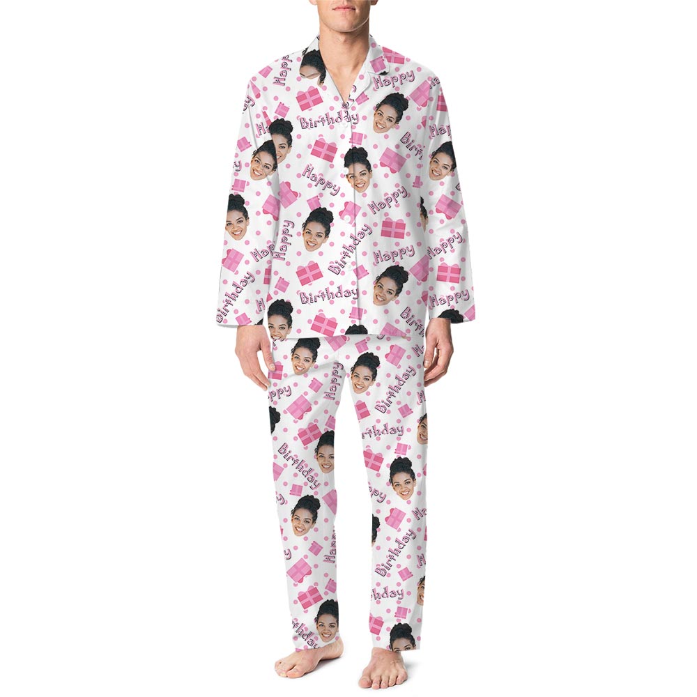 Sweet Happy Birthday Pajamas For Adults With Face Print Sweet Happy Birthday Pajamas For Adults With Face Print