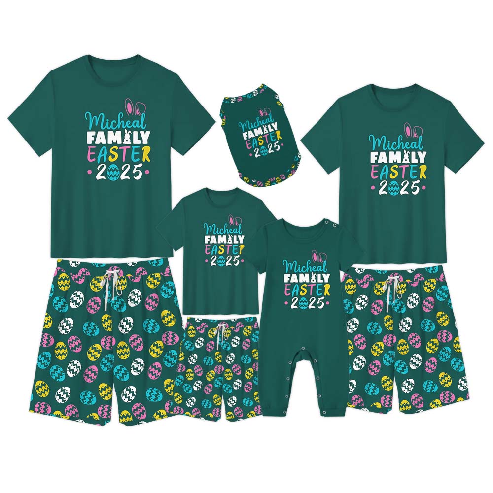 Custom Family Name Easter 2025 Pajamas Short Sets Custom Family Name Easter 2025 Pajamas Short Sets