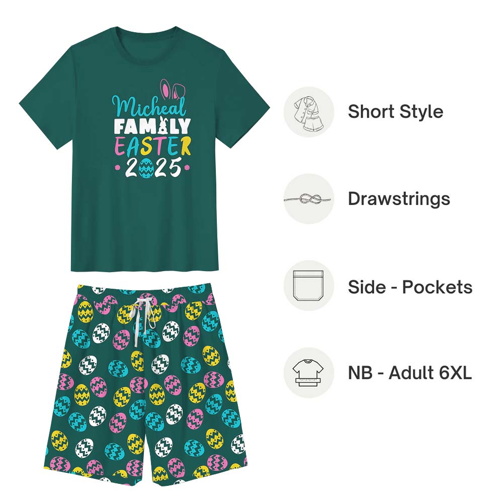 Custom Family Name Easter 2025 Pajamas Short Sets Custom Family Name Easter 2025 Pajamas Short Sets
