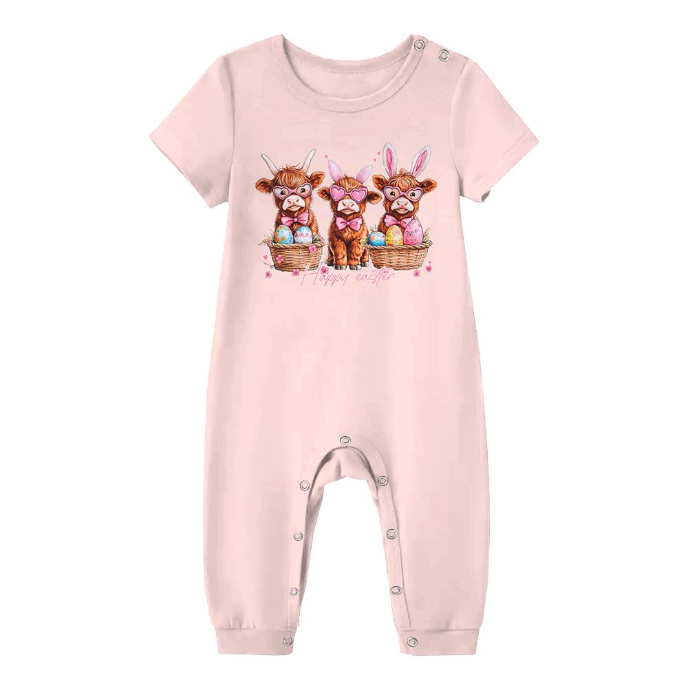Easter Day Highland Cow Pajamas Short Sets