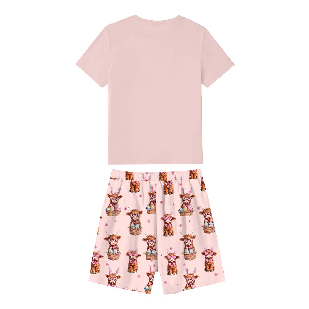 Easter Day Highland Cow Pajamas Short Sets