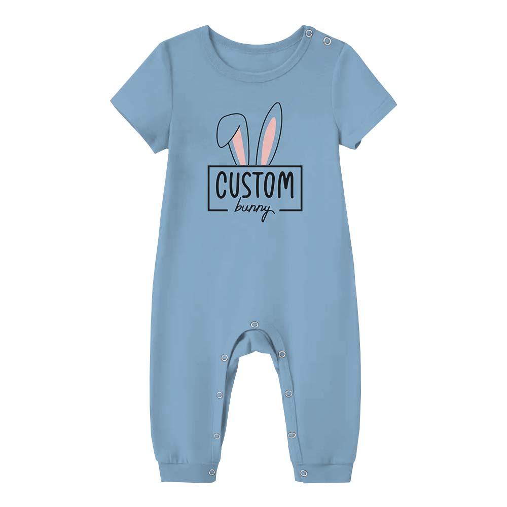 Personalized Easter Bunny Pajamas Tshirts And Shorts Blue Personalized Easter Bunny Pajamas Tshirts And Shorts Blue