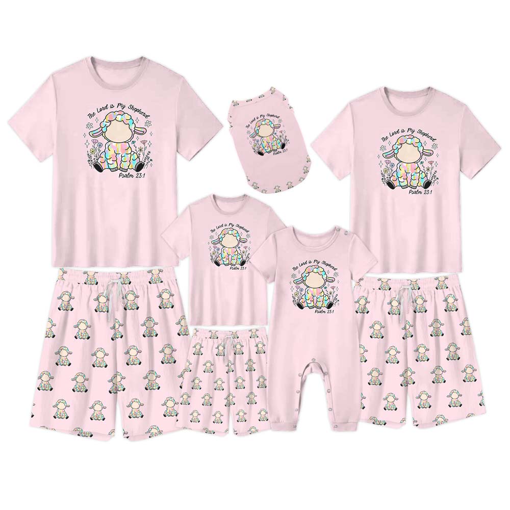 The Lord Is My Shepherd Easter Pajamas For Adults Short Sleeves