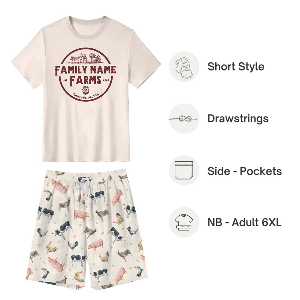 Custom Family Name Farm Pajamas Short Sets
