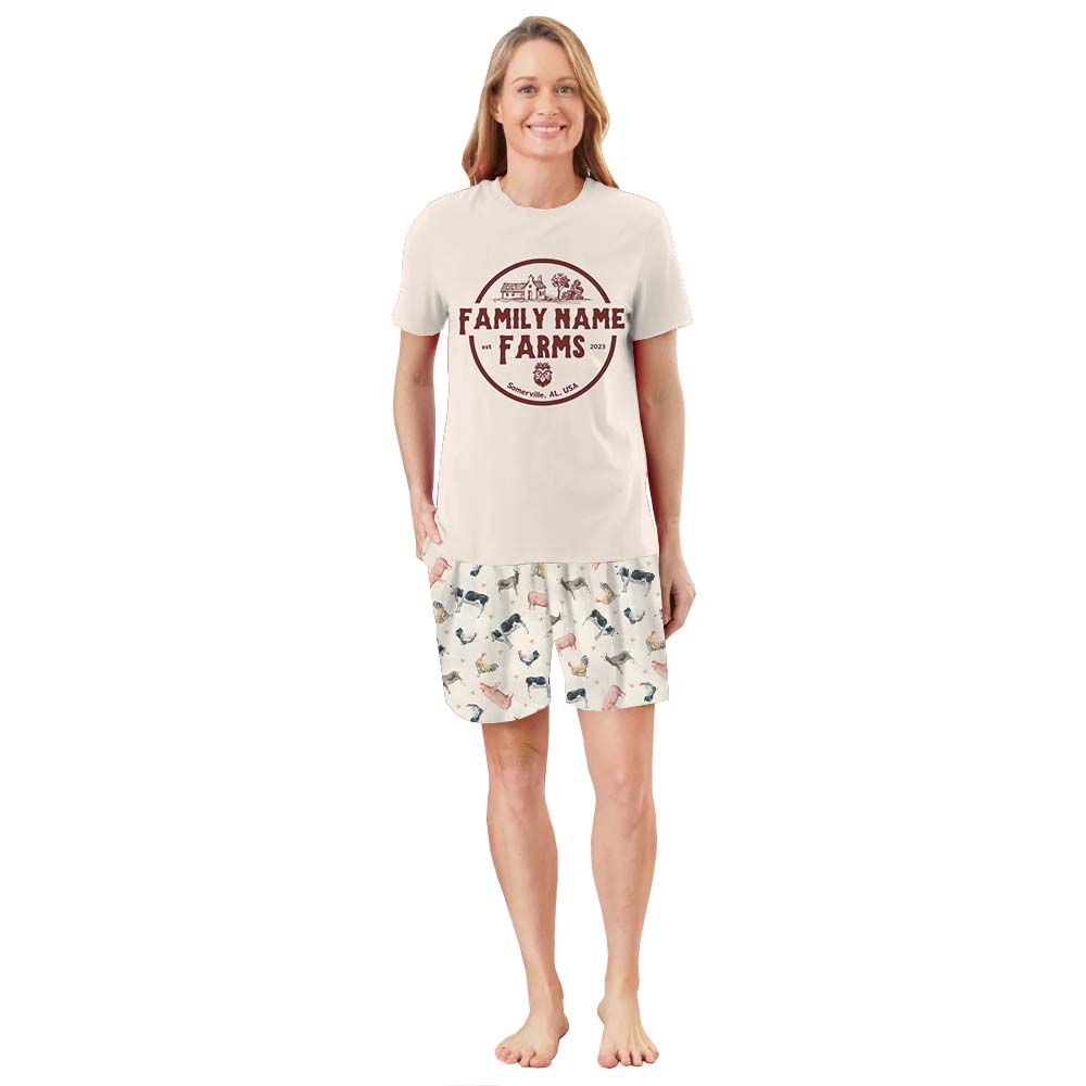 Custom Family Name Farm Pajamas Short Sets