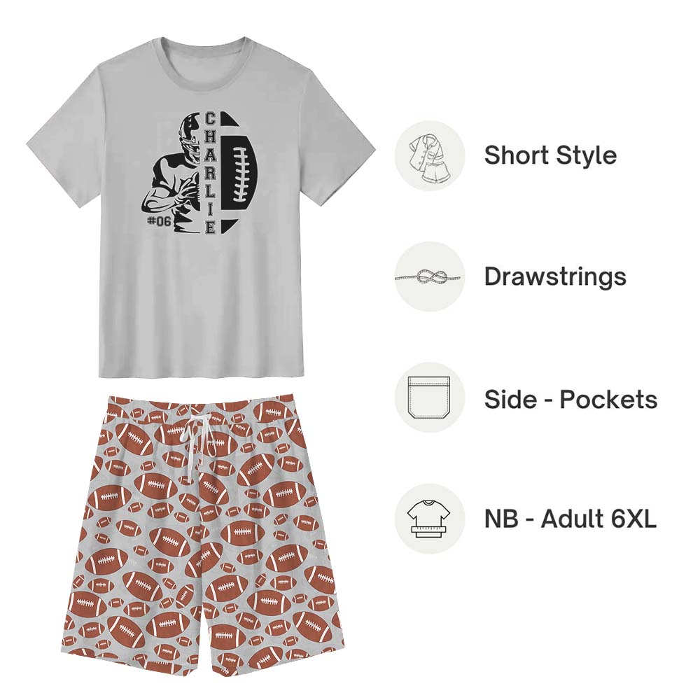 Football Season Pajamas Tshirts And Shorts Custom Name Football Season Pajamas Tshirts And Shorts Custom Name