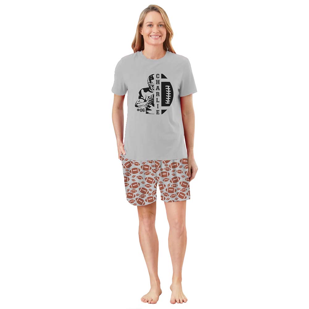 Football Season Pajamas Tshirts And Shorts Custom Name Football Season Pajamas Tshirts And Shorts Custom Name