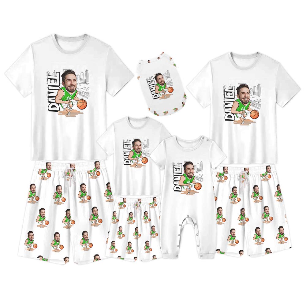 Personalized Basketball Pajama Short Set White Personalized Basketball Pajama Short Set White