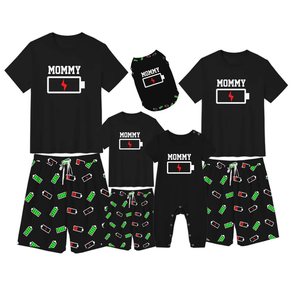 Custom Battery Short Pajamas For Family Custom Battery Short Pajamas For Family