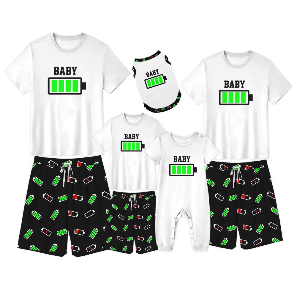 Personalized Battery Pajamas For Family Short Sleeves