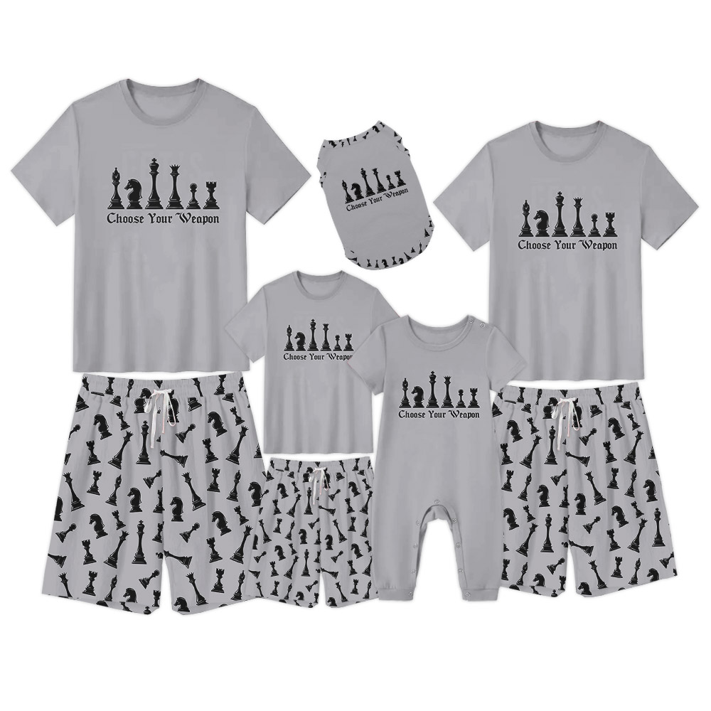 Chess Lover Pajamas Tshirts And Shorts Gray Chess Lover Pajamas Tshirts And Shorts Gray