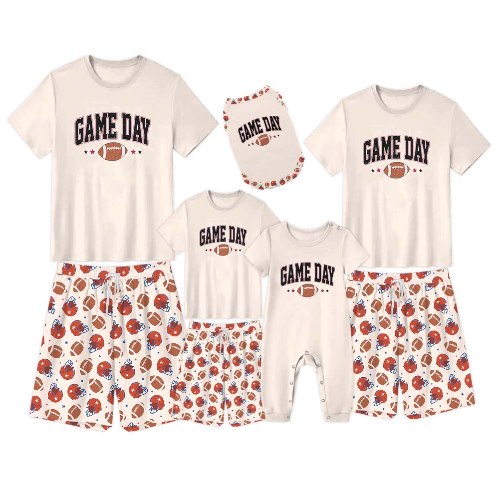 Short Sleeves Game Day Football Themed Family Pajamas