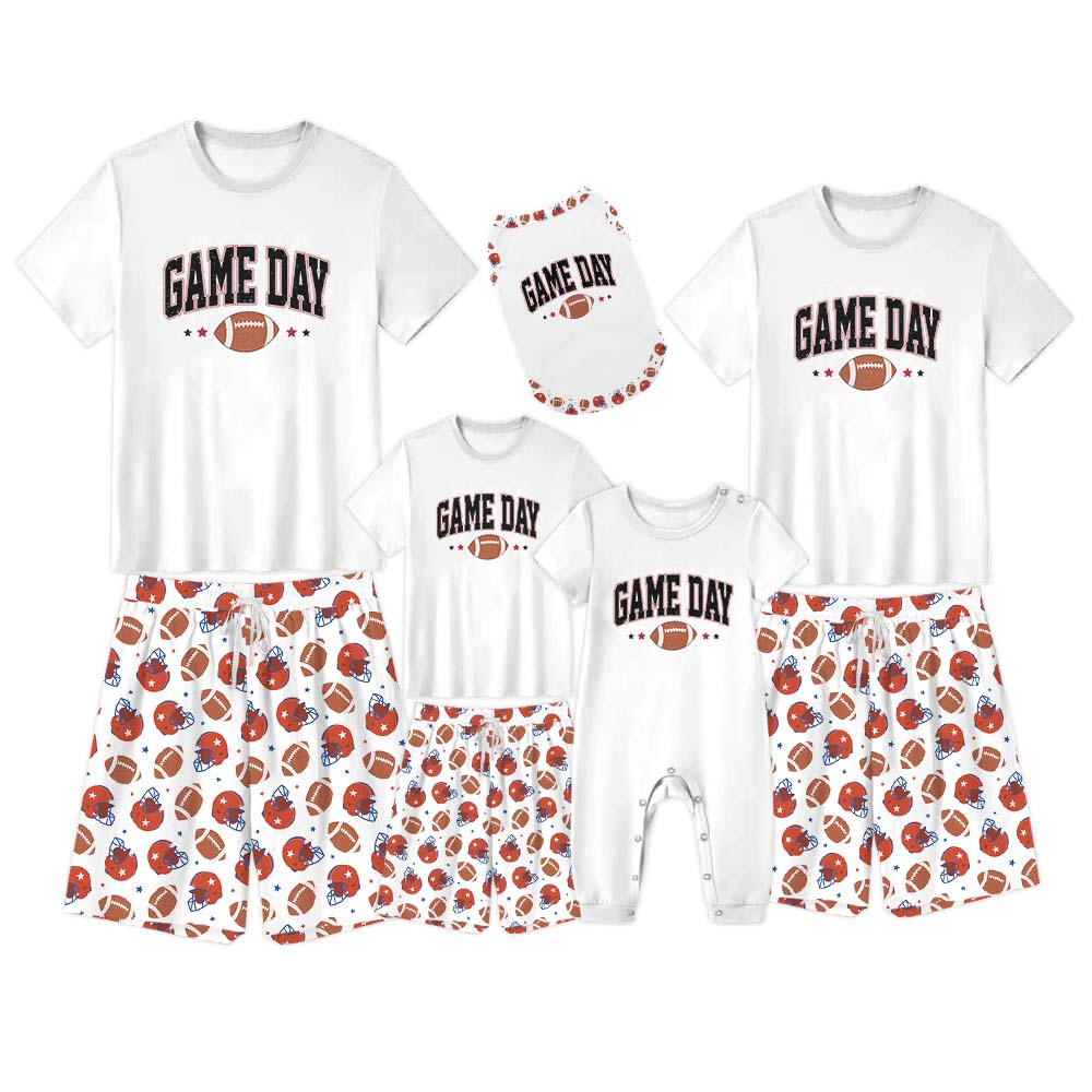Game Day Football Themed Pajamas Short Sets