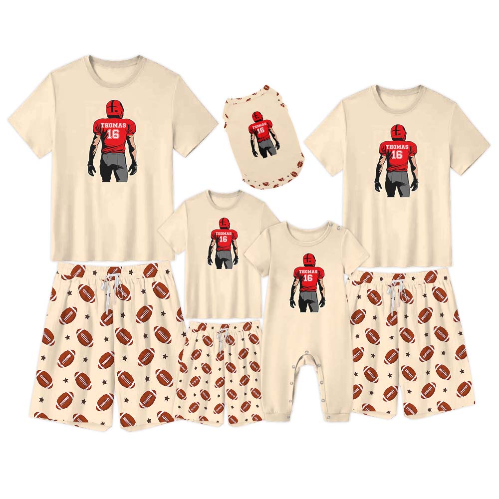 Unique Custom Football Shirt Short Sleeve Matching Pajamas