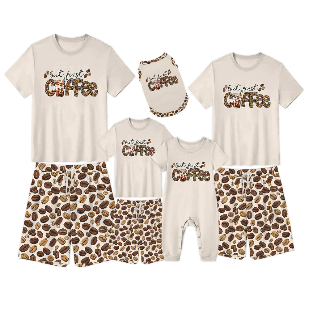 Funny But First Coffee Pajamas With Leopard Pattern Funny But First Coffee Pajamas With Leopard Pattern