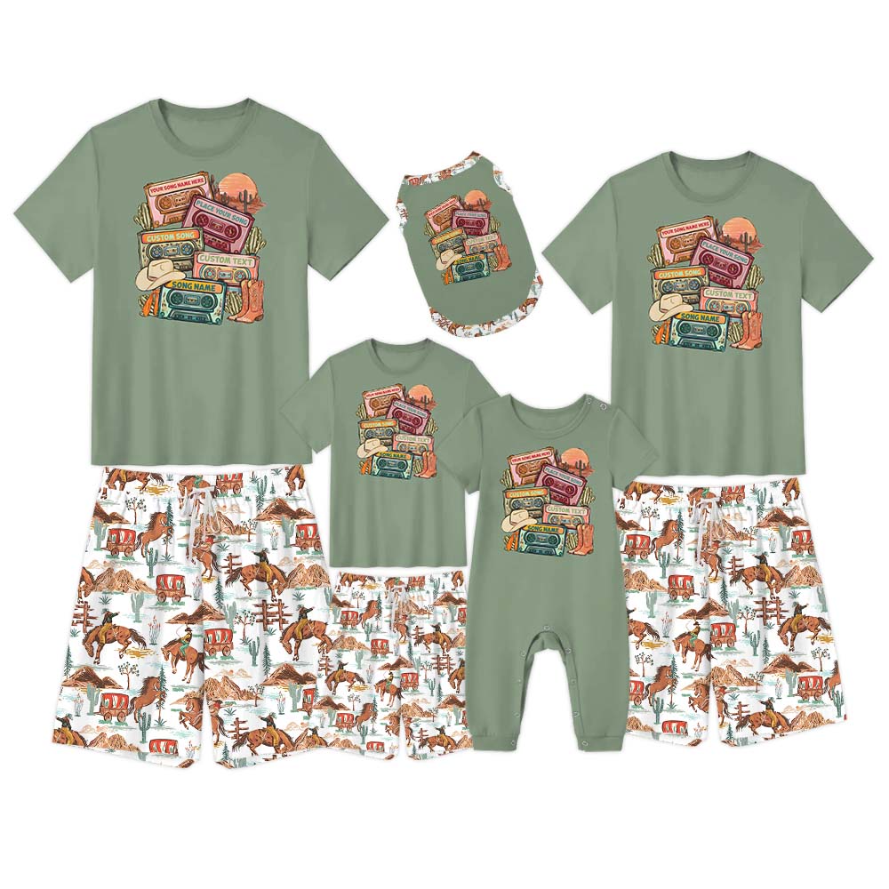 Custom Cassette Tape Shirt Short Sleeve Matching Pajamas Custom Cassette Tape Shirt Short Sleeve Matching Pajamas