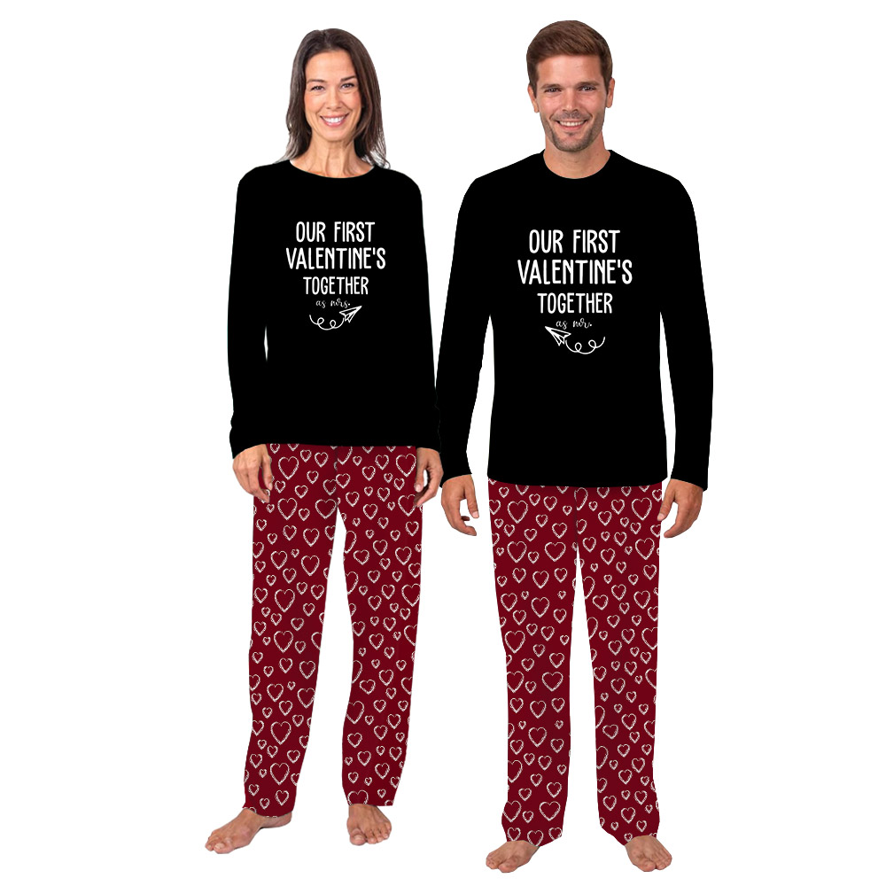 Personalized Our First Valentine Together Couple Pajamas Personalized Our First Valentine Together Couple Pajamas