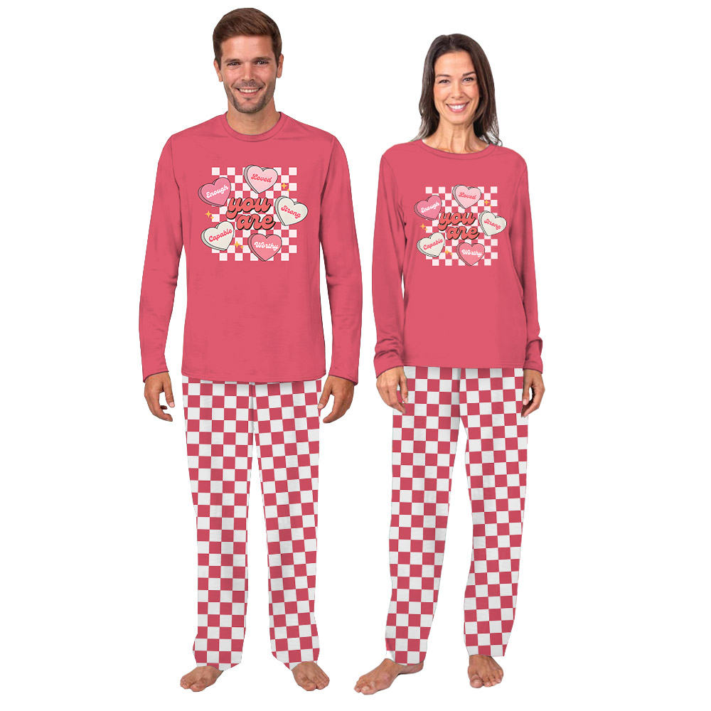 Sweet Matching Valentine's Day Pajamas For Family Checkred Sweet Matching Valentine's Day Pajamas For Family Checkred