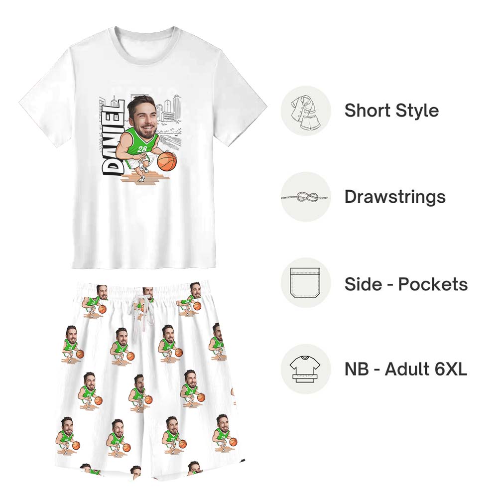 Personalized Basketball Pajama Short Set White Personalized Basketball Pajama Short Set White