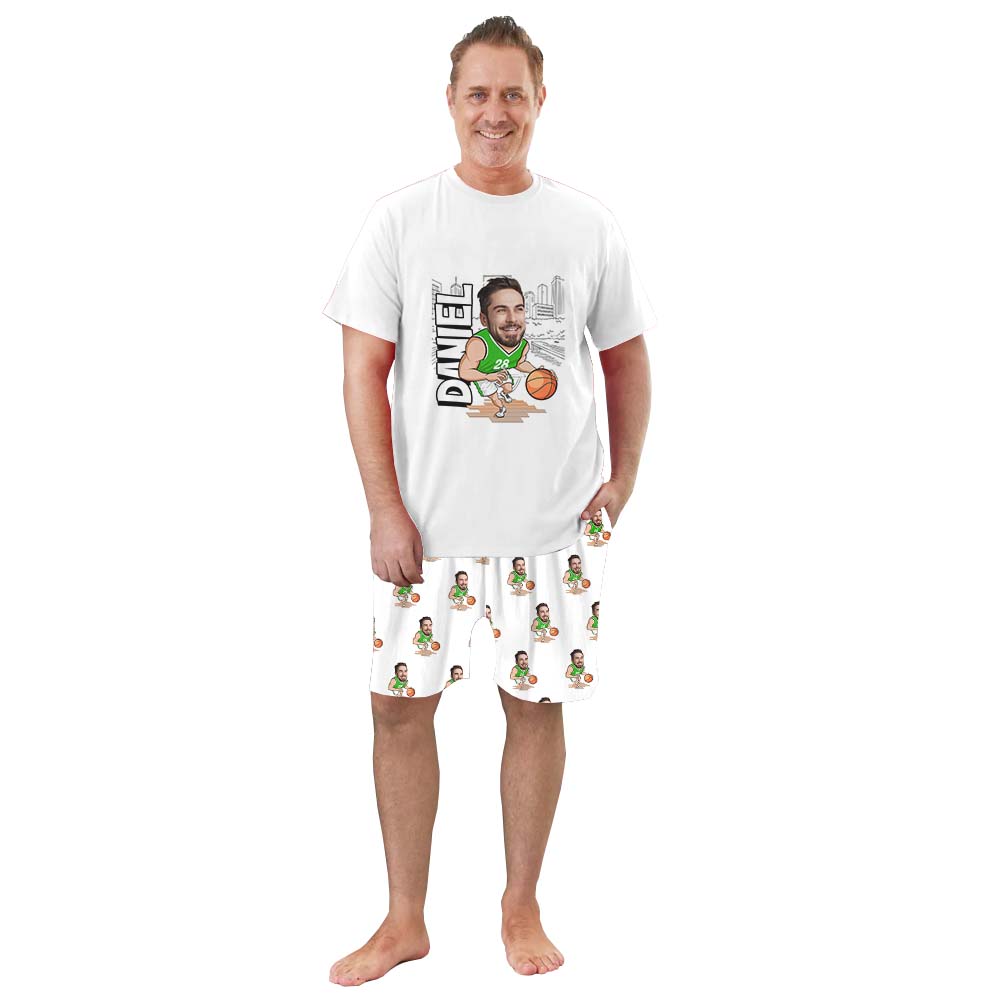 Personalized Basketball Pajama Short Set White Personalized Basketball Pajama Short Set White