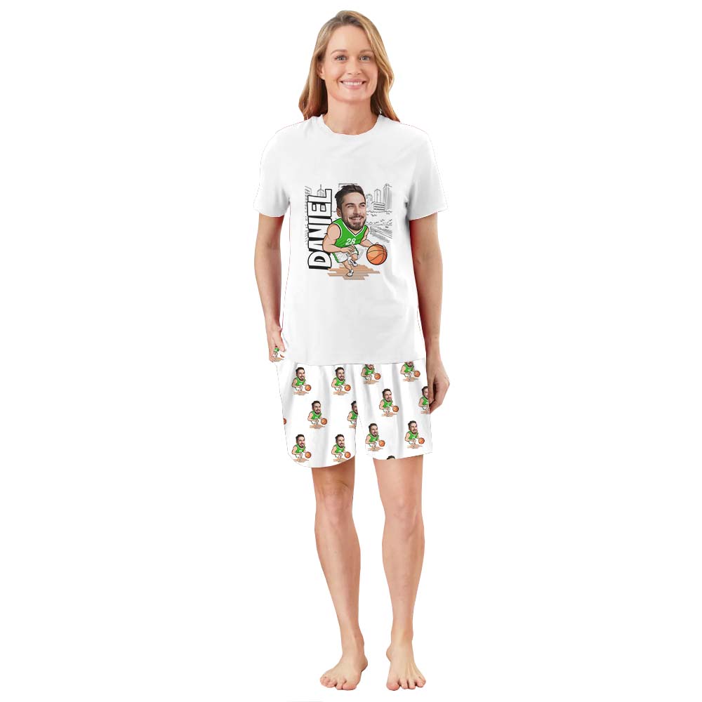 Personalized Basketball Pajama Short Set White Personalized Basketball Pajama Short Set White