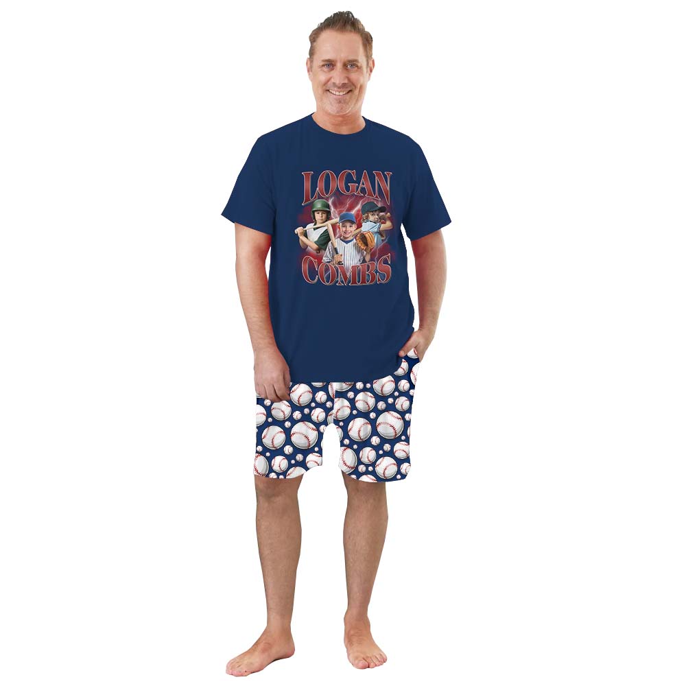 Custom Baseball Rap Tee Pajamas With Plus Size Custom Baseball Rap Tee Pajamas With Plus Size