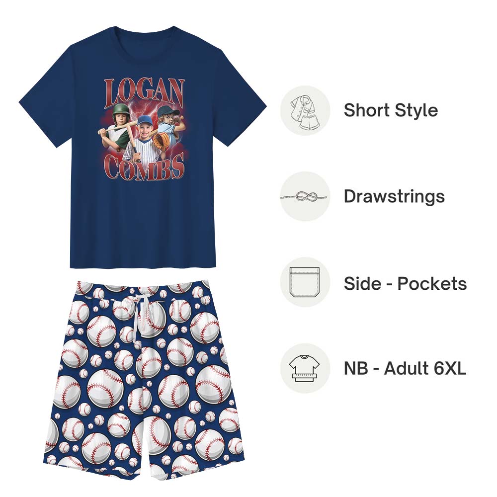 Custom Baseball Rap Tee Pajamas With Plus Size Custom Baseball Rap Tee Pajamas With Plus Size