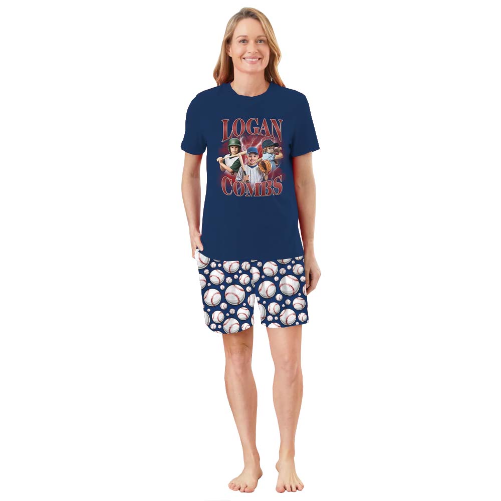 Custom Baseball Rap Tee Pajamas With Plus Size Custom Baseball Rap Tee Pajamas With Plus Size