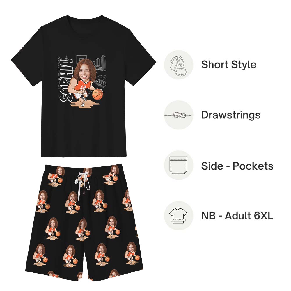 Funny Basketball Themed Custom Face Tshirts And Shorts Black Funny Basketball Themed Custom Face Tshirts And Shorts Black