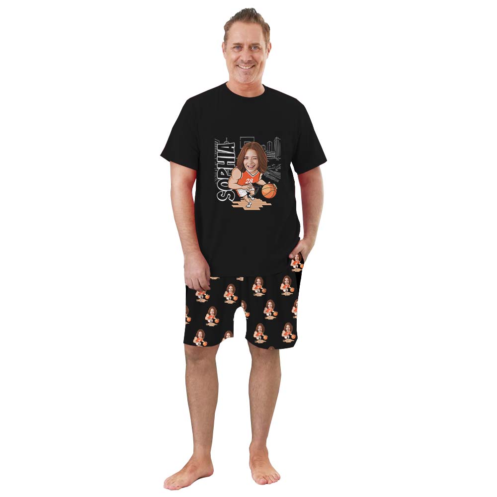 Funny Basketball Themed Custom Face Tshirts And Shorts Black Funny Basketball Themed Custom Face Tshirts And Shorts Black