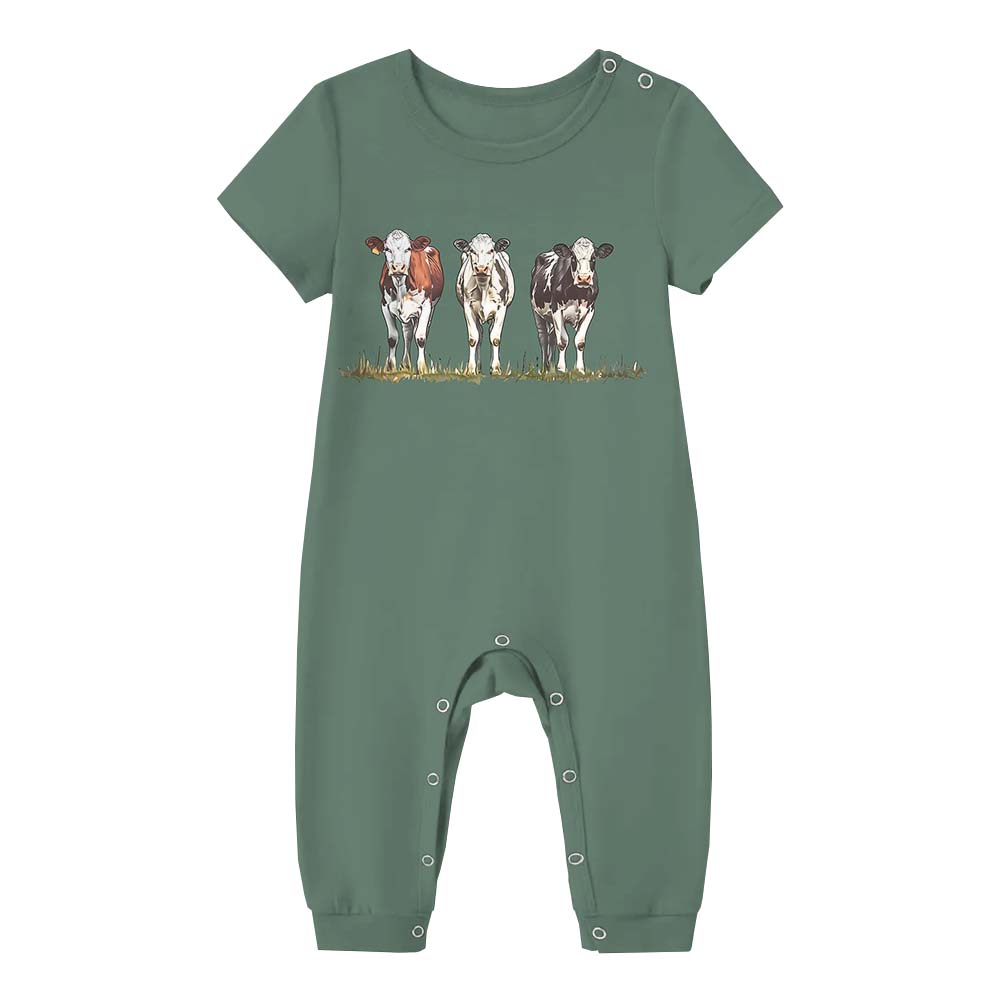 Cow Lover Pajamas Tshirts And Shorts Green Cow Lover Pajamas Tshirts And Shorts Green