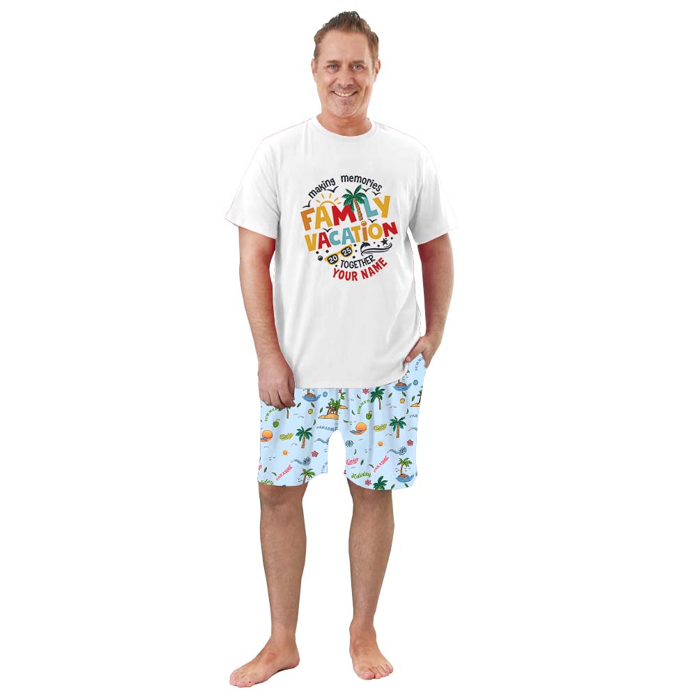 Custom Name Family Vacation 2025 Pajamas For Family Short Sleeves Custom Name Family Vacation 2025 Pajamas For Family Short Sleeves