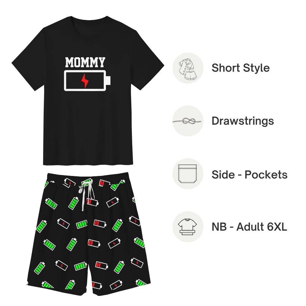 Custom Battery Short Pajamas For Family Custom Battery Short Pajamas For Family