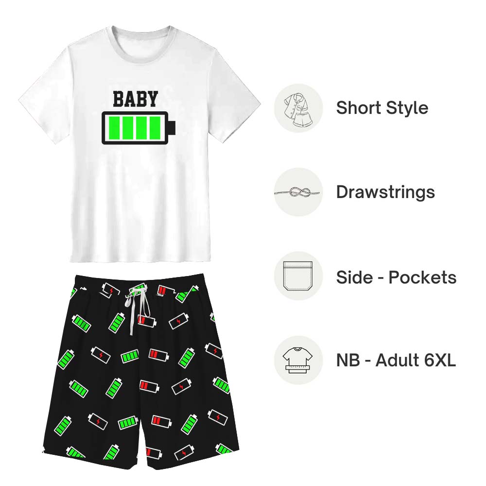 Personalized Battery Pajamas For Family Short Sleeves