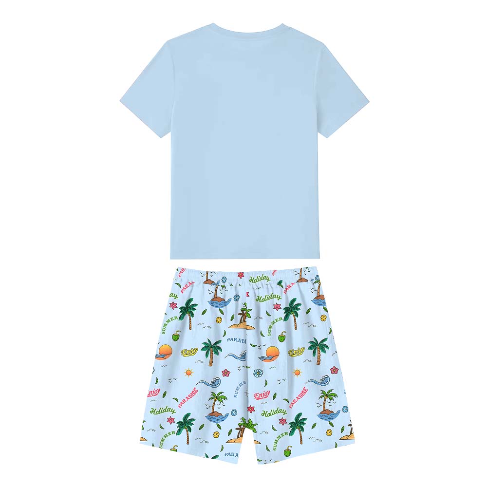 Personalized Family Vacation 2025 Short Sleeve Matching Holiday Pajamas Blue Personalized Family Vacation 2025 Short Sleeve Matching Holiday Pajamas Blue