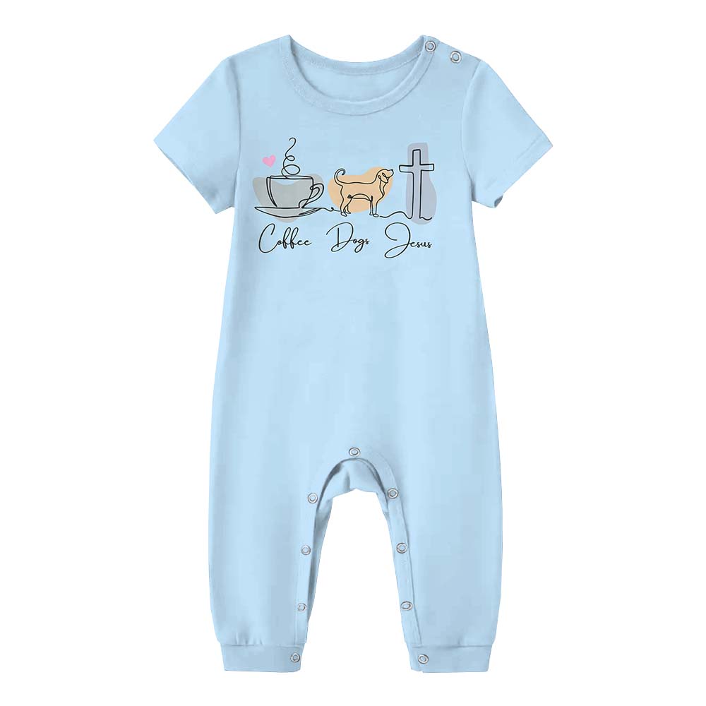 Coffee Dog Jesus Pajamas For Family Short Sleeves Coffee Dog Jesus Pajamas For Family Short Sleeves