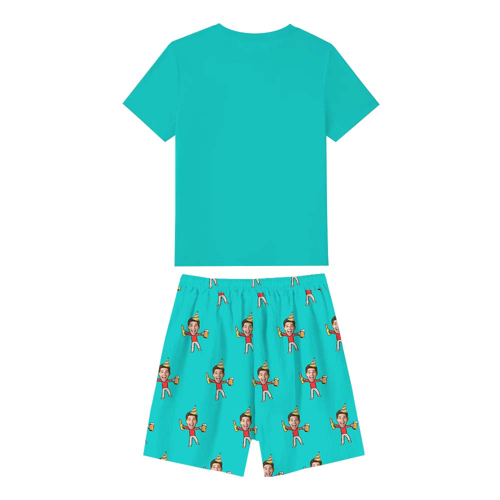 Unique Happy Birthday Pajamas With Custom Face Short Sleeves Pajamas Unique Happy Birthday Pajamas With Custom Face Short Sleeves Pajamas