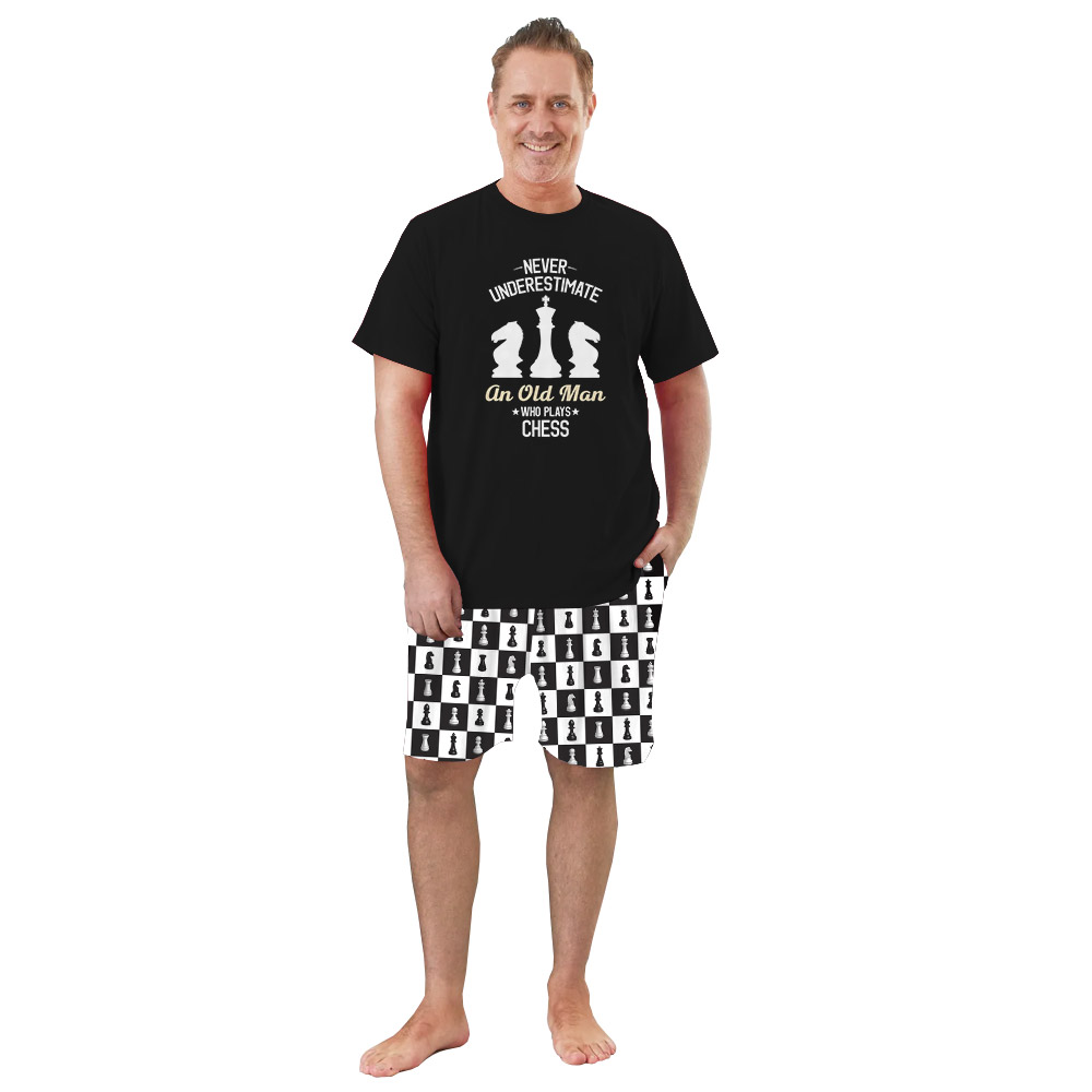 Funny Chess Print Pajamas Sets White Black Funny Chess Print Pajamas Sets White Black