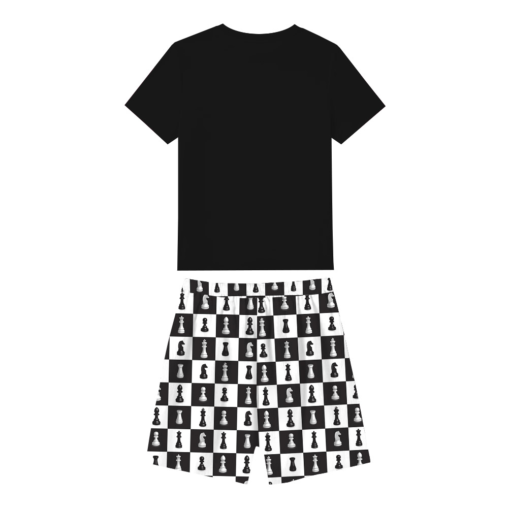 Funny Chess Print Pajamas Sets White Black Funny Chess Print Pajamas Sets White Black